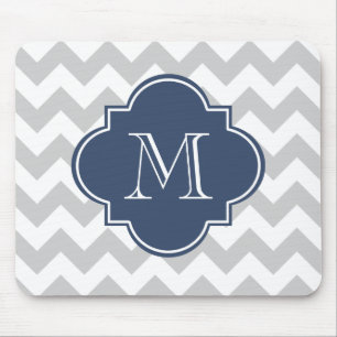 Monogram för grått- och marinblå modern Anpassning Musmatta
