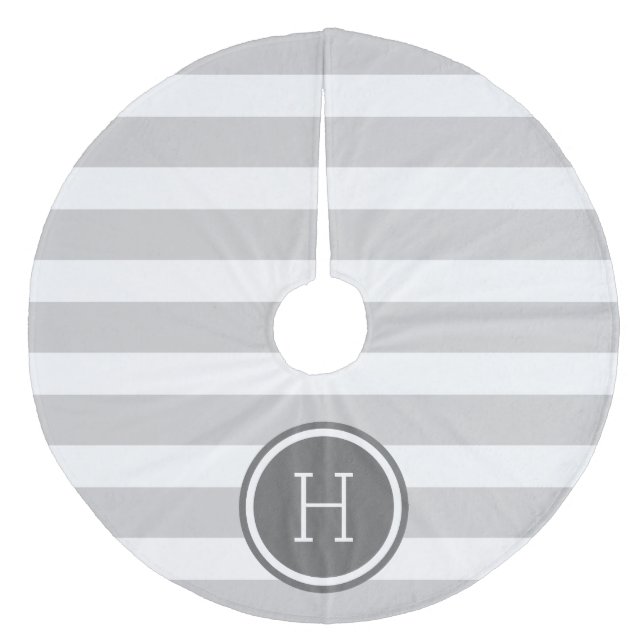 Monogram för grått och stenkol i Rand Julgransmatta Fleece (Framsidan)