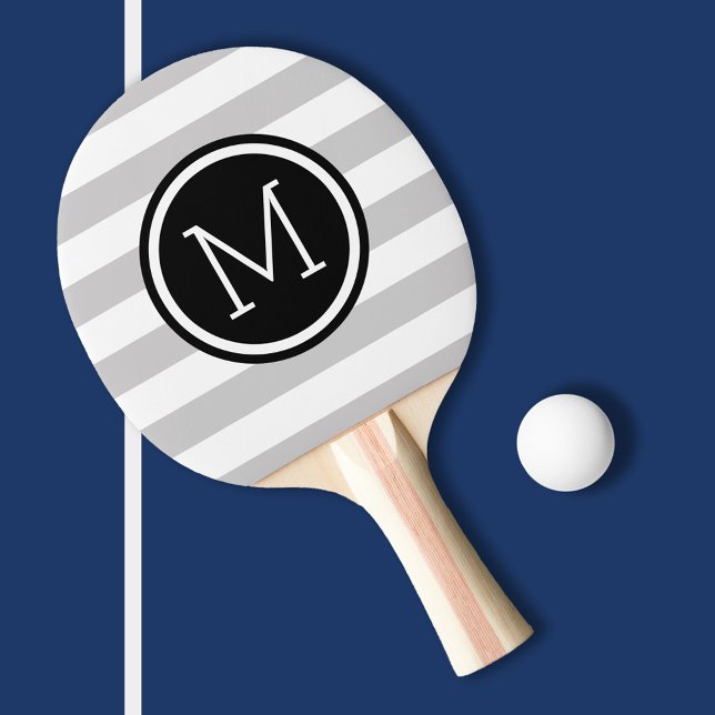 Monogram för grått och svart Preppy Rand Pingisracket (Skapare uppladdad)