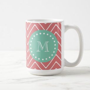 Monogram för grönt för Mint för Kaffemugg