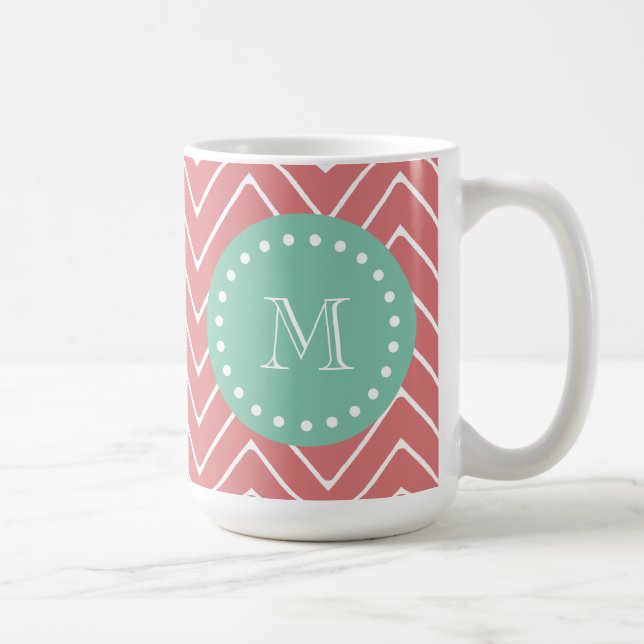 Monogram för grönt för Mint för Kaffemugg (Höger)