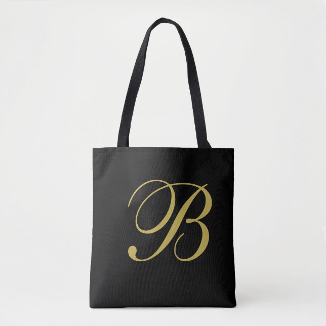 Monogram för guld & Black Anpassningsbar Tygkasse (Framsida)
