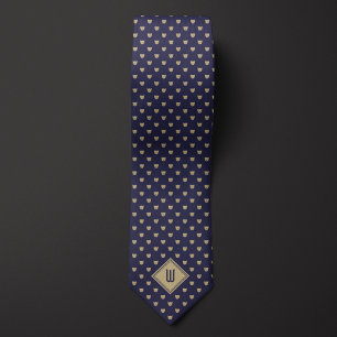 Monogram för guld och blått klassrum slips