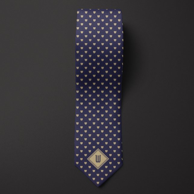 Monogram för guld och blått klassrum slips (Skapare uppladdad)