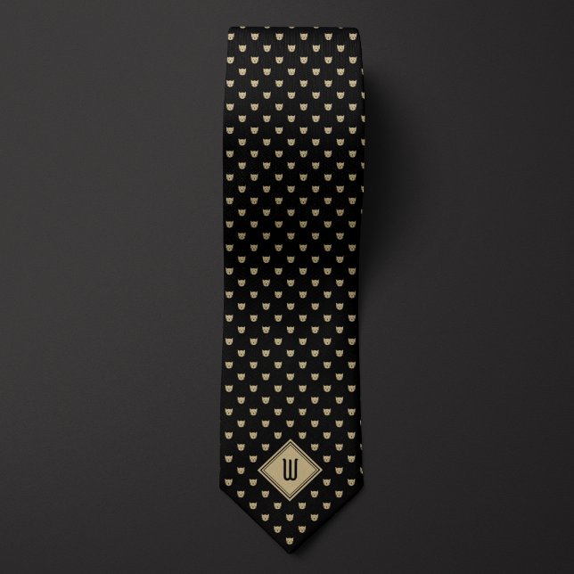 Monogram för guld och svart klassi slips (Skapare uppladdad)
