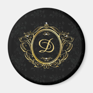 Monogram för guld vintage ram med svart dämpare ti magnet