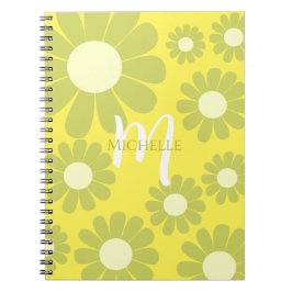 Monogram för Gult av daisyns Grönt Anteckningsbok