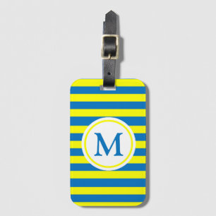 Monogram för gult och blå Rand Bagagebricka
