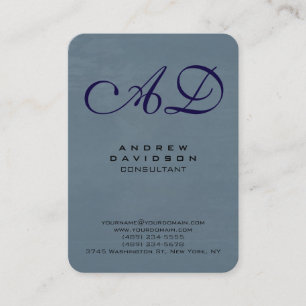 Monogram för handskriftsskript för trendig Blue Gr Visitkort