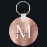 Monogram för handskript i Metall Guld Nyckelring<br><div class="desc">Monogramnyckelkedja i Metall Guld,  rosa ros,  borstat, </div>