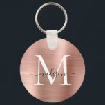Monogram för handskript i Metall Guld Nyckelring<br><div class="desc">Monogramnyckelkedja i Metall Guld,  rosa ros,  borstat, </div>