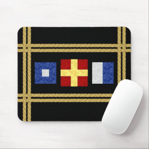 Monogram för havsfärgad havssignalssignal Flagga Musmatta
