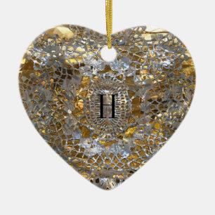 Monogram för Heirloomhjärtaelegant Julgransprydnad Keramik