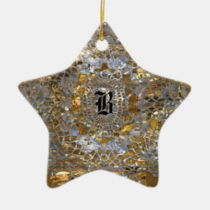Monogram för Heirloomstjärnaelegant Julgransprydnad Keramik