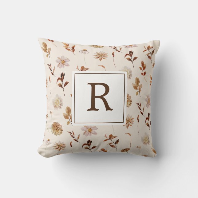 Monogram för höstdekorer kudde (Framsida)