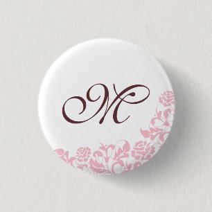 Monogram för initialskript i Rosa ros Snöre Knapp