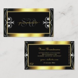 Monogram för juveler från lyxornat Black Guld Gnis Visitkort