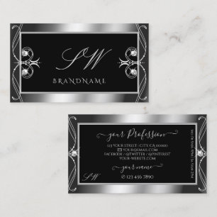 Monogram för juveler från lyxornat Black Silver Gn Visitkort