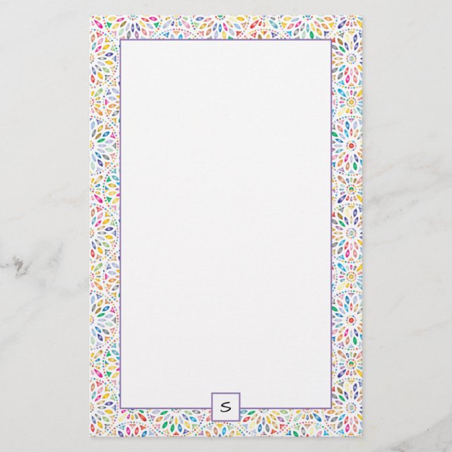 Monogram för Kaleidoscopemönster | Brevpapper (Framsida)