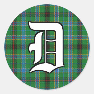 Monogram för klassikerklanDuncan Tartan Runt Klistermärke