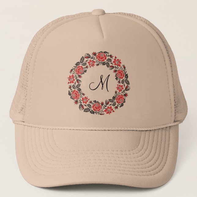 Monogram för kor-stygn i Röd ros Keps (Framsida)