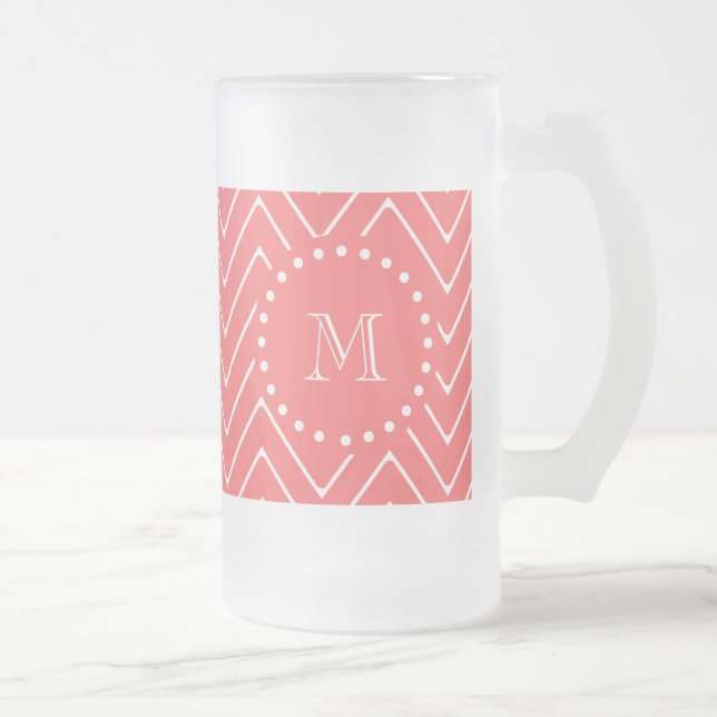 Monogram för korall för korallsparremönster | frostat ölglas (Höger)