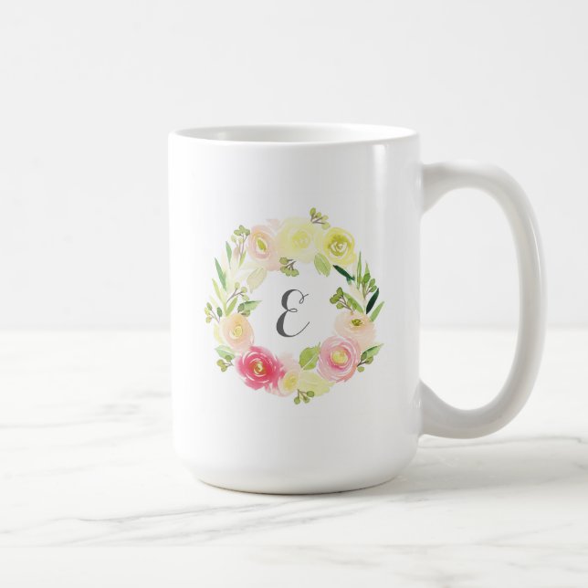 Monogram för kran | för rosa- & gultvattenfärg kaffemugg (Höger)