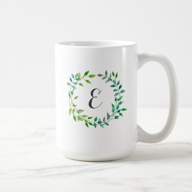 Monogram för kran | för vattenfärggröntlöv kaffemugg (Höger)
