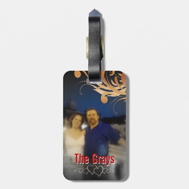 Monogram för kryssning för bröllopsresa för bagagebricka (Baksidan Lodrät)