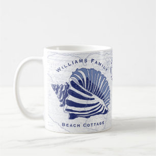 Monogram för kustblått konch Seashell-familj Kaffemugg