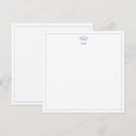 Monogram för kustblått och vitt krabba anteckningskort