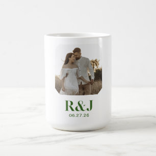 Monogram för Lägg till bild Grönt i bröllop Kaffemugg