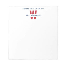 Monogram för lärare med eget namn från skrivbordet anteckningsblock