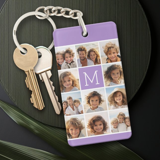 Monogram för Lavender Instagram Photo Collage Anpa (Personalized Keychain with a photo collage)