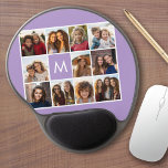 Monogram för Lavender Instagram Photo Collage Anpa Gel Musmatta<br><div class="desc">Modern Pastel Lila Lilac - Använda 11 kvadratfoton för att skapa en unik och personlig gåva. Eller så kan du behålla hipstervalpen och göra ett trendig till keepy. Om du behöver justera bilder klickar du på verktyg för att anpassa ändringar.</div>