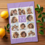 Monogram för Lavender Instagram Photo Collage Anpa Kökshandduk<br><div class="desc">Modern Pastel Lila Lilac - Använda 11 kvadratfoton för att skapa en unik och personlig gåva. Eller så kan du behålla hipstervalpen och göra ett trendig till keepy. Om du behöver justera bilder klickar du på verktyg för att anpassa ändringar.</div>