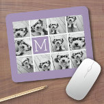Monogram för Lavender Instagram Photo Collage Anpa Musmatta<br><div class="desc">Modern Pastel Lila Lilac - Använda 11 kvadratfoton för att skapa en unik och personlig gåva. Eller så kan du behålla hipstervalpen och göra ett trendig till keepy. Om du behöver justera bilder klickar du på verktyg för att anpassa ändringar.</div>