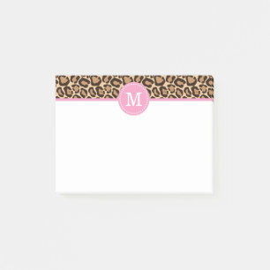 Monogram för leopard Print and Rosa Anpassningsbar Post-it Block