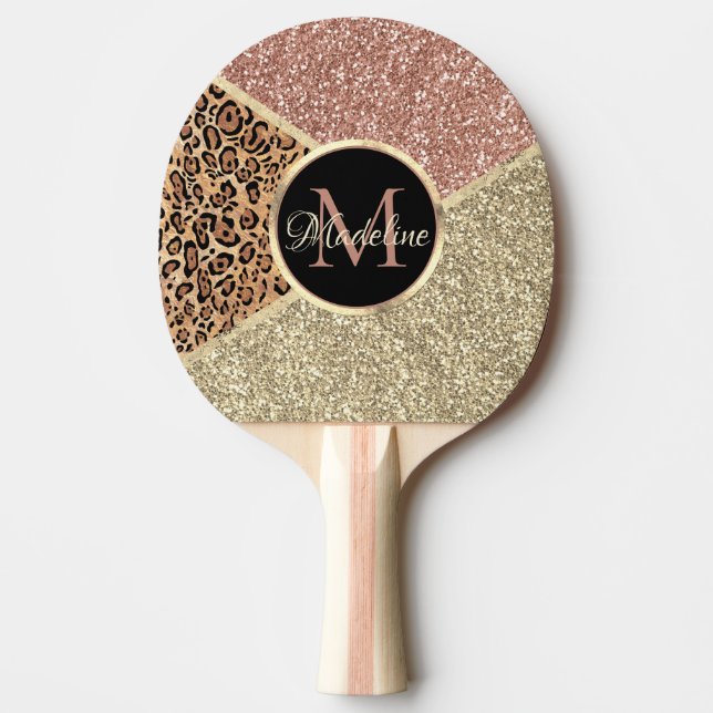 Monogram för leopard Ro Guld Pingisracket (Framsidan)