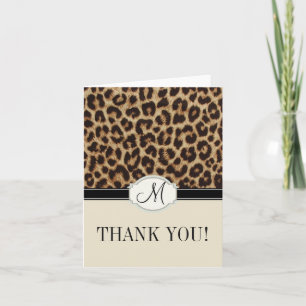 Monogram för leopard tack kort