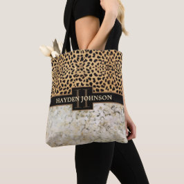 Monogram för Leopardfläckmarmor Tygkasse