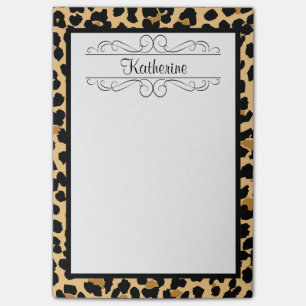 Monogram för Leopardtryckpersonlig som Posta-Det Post-it Block