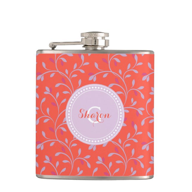 Monogram för lila av blommönster av giftig pastell fickplunta (Framsidan)