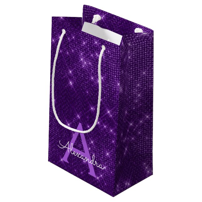 Monogram för lila Gnistra - lägg till ditt namn (Baksidan Vinklad)