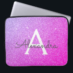 Monogram för lila och Rosa Glitter och Gnistra Laptop Fodral<br><div class="desc">Lila och Shock rosa Faux Glitter och Gnistra Elegant Monogram Fodral. Fodral kan anpassas så att det omfattar ditt första och första namn.</div>