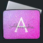 Monogram för lila och Rosa Glitter och Gnistra Laptop Fodral<br><div class="desc">Lila och Shock rosa Faux Glitter och Gnistra Elegant Monogram Fodral. Fodral kan anpassas så att det omfattar ditt första och första namn.</div>