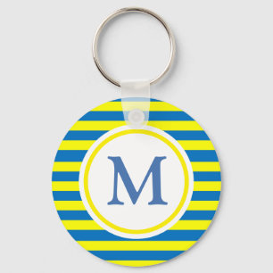 Monogram för ljusa Gulter och blå Rand Nyckelring