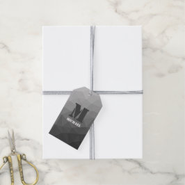 Monogram för ljusstrålande grått-övertoningsgeomet presentetikett