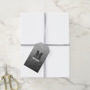 Monogram för ljusstrålande grått-övertoningsgeomet presentetikett