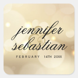 Monogram för lyxolja Guld Glitter Ljus Bröllop Fyrkantigt Klistermärke